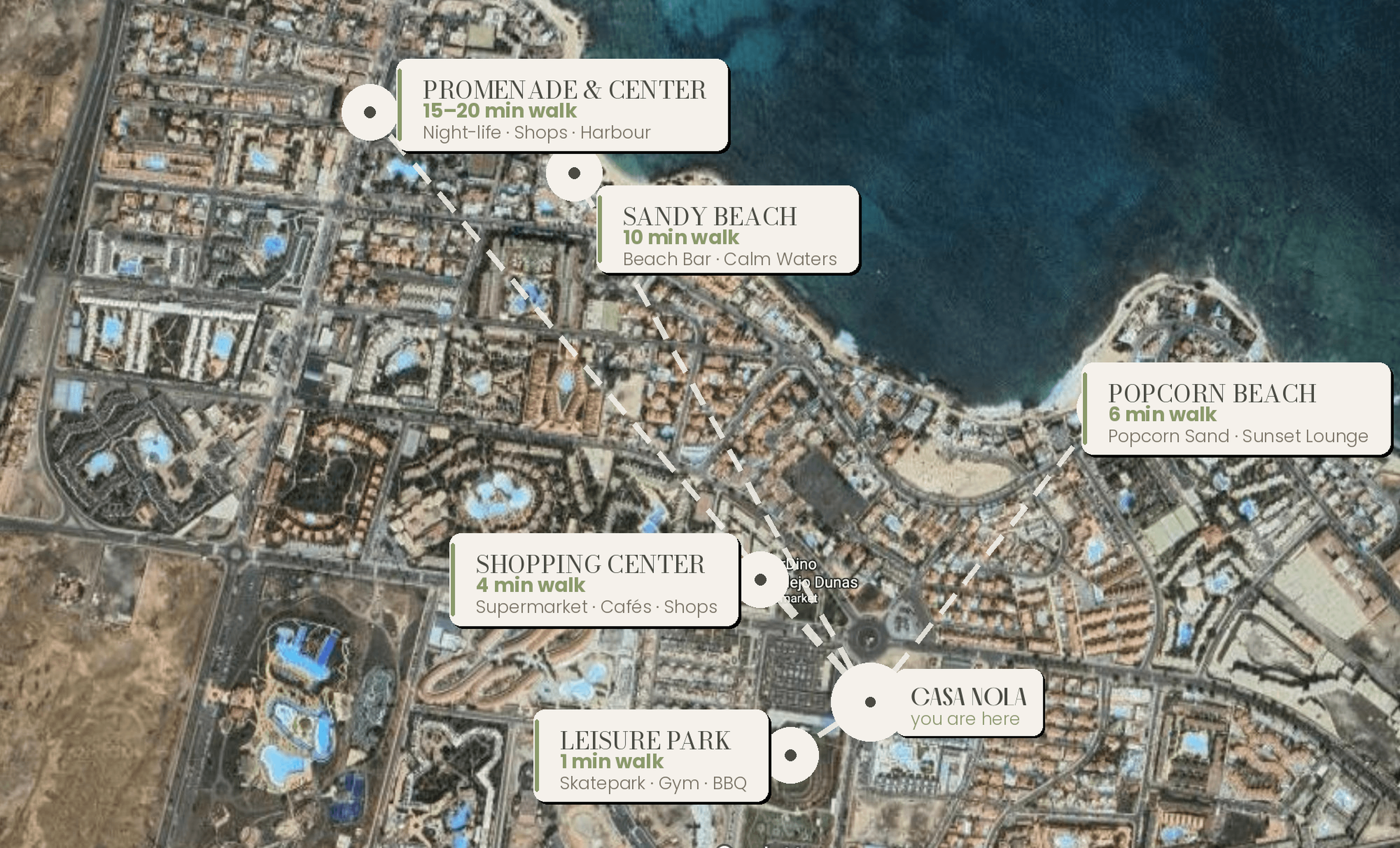 Map showing Casa Nola location in Corralejo, Fuerteventura